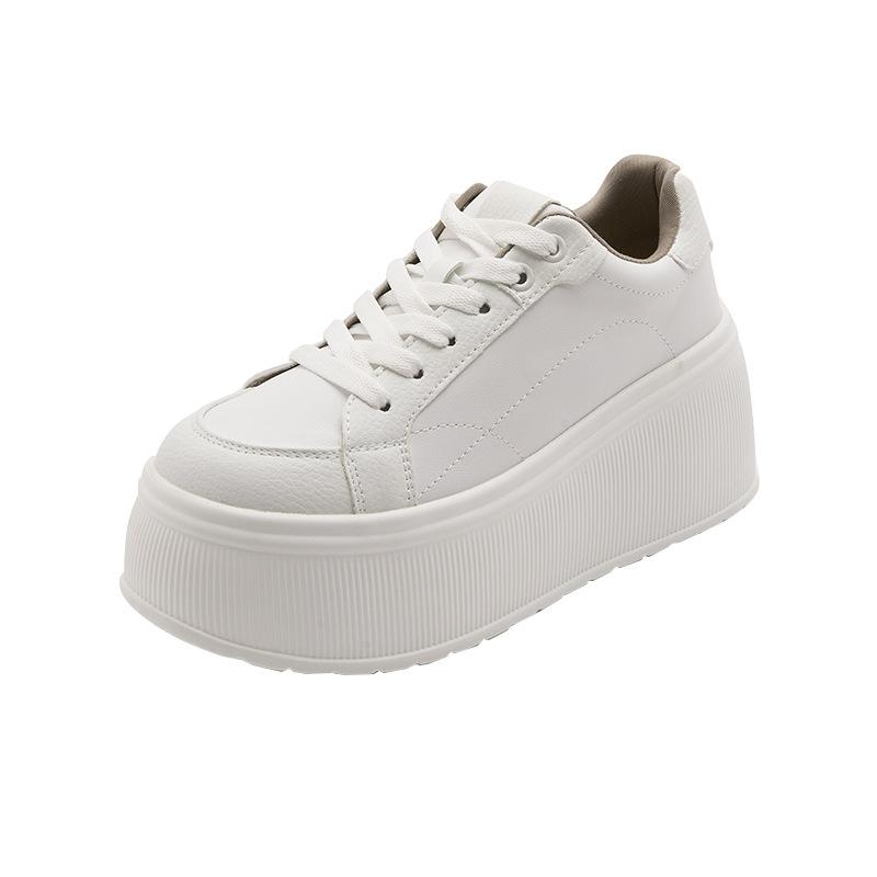 Маленькие белые туфли на толстой подошве, женские весенние новые повседневные спортивные туфли-маффины, женские кеды на шнуровке с небольшой высотой