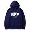 Худи с принтом BFF Осень Зима Женское Мужское Повседневное Свободное Простое Модное Удобное С круглым вырезом С длинным рукавом Флисовые Толстовки