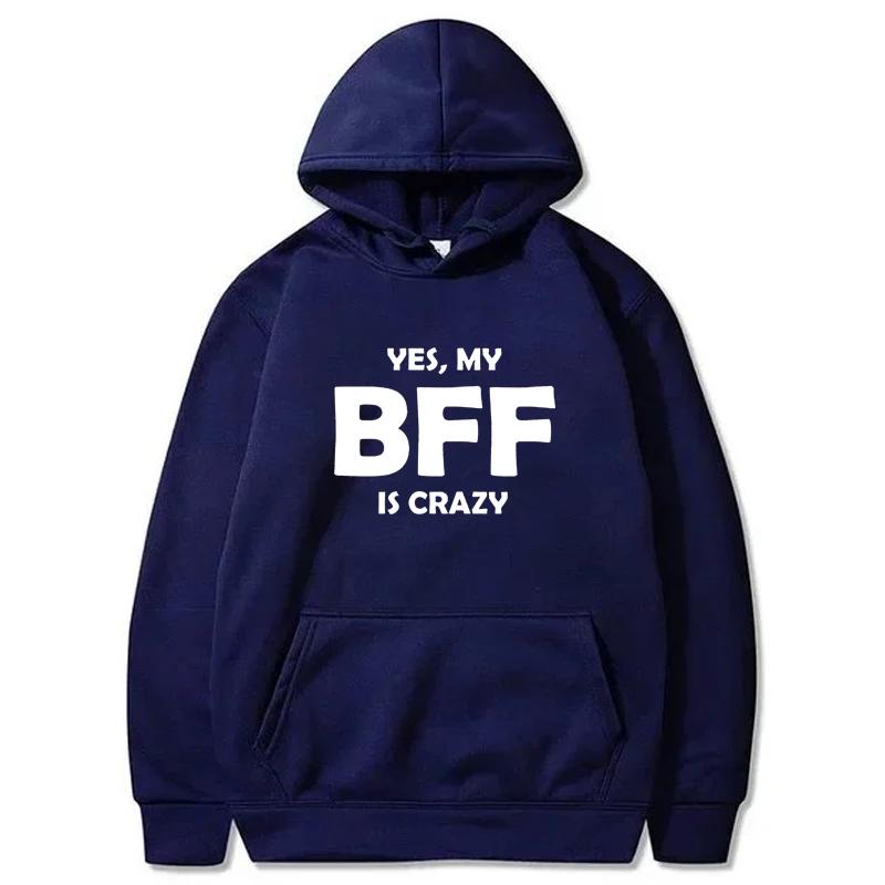 Худи с принтом BFF Осень Зима Женское Мужское Повседневное Свободное Простое Модное Удобное С круглым вырезом С длинным рукавом Флисовые Толстовки