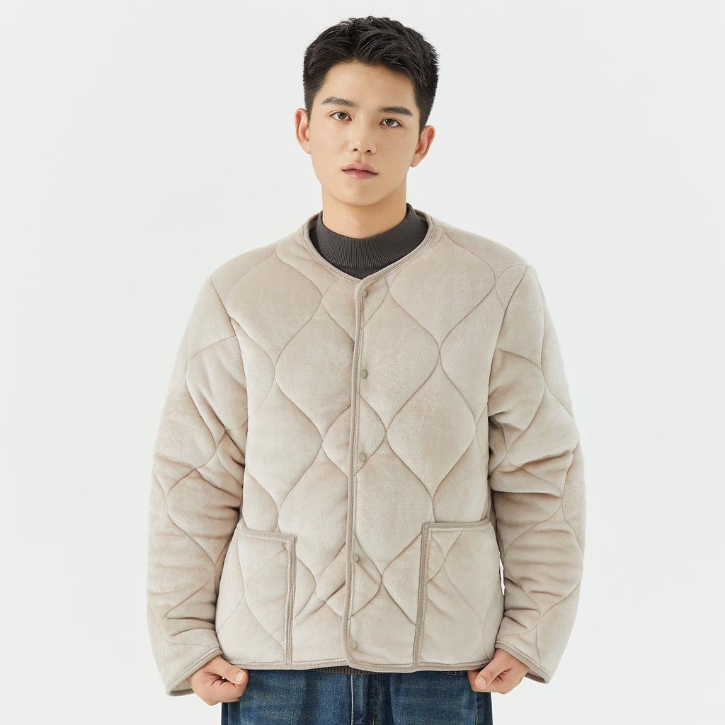 Зимняя теплая куртка для мужчин для улицы и дома, ветрозащитная, на полной молнии, с подкладкой, с длинными рукавами, с карманами, мужские толстые флисовые стеганые куртки для домашней носки