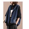 Printed Hooded Denim Vest Women's Loose Oversized Jacket Loose Casual Short Top New Fashion Autumn