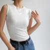 Женская майка без рукавов из хлопка с высоким воротом, укороченный топ в рубчик, облегающий крой