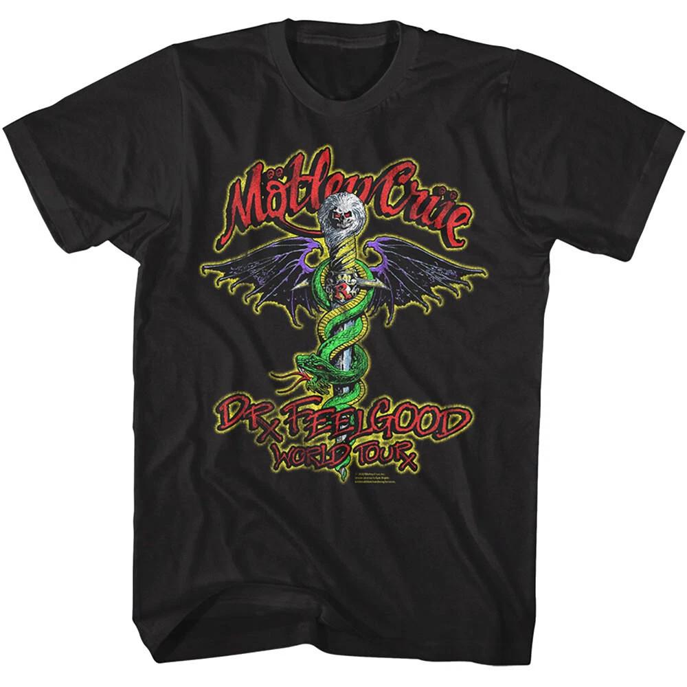 Motley Crue Dr Feelgood Мировой тур Мужская футболка Змея Рок-группа Альбом Концерт