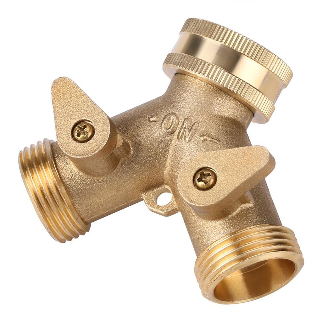 3/4 Inch Brass 2 Way Valve Splitter Hose Pipe Tap Connectors for Garden Irrigation