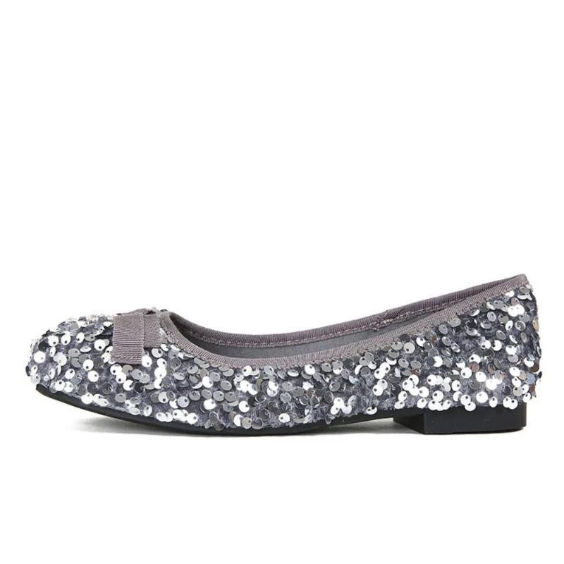 Женские туфли на плоской подошве с мелким носком, сверкающие блестки, банты на плоской подошве, темпераментные одинарные туфли, женские туфли на плоской подошве, женская обувь, мода