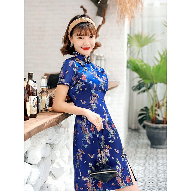 Chinese Cheongsam Elegant Short Skirt Women Dress Qipao