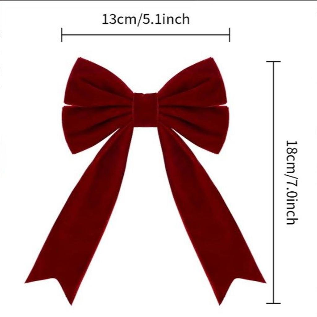 Velvet Bow With Spiral Ribbon 12pcs Christmas Bows Xams Tree Decoration Wreath Garland Decorative Bows Festival Party Decor