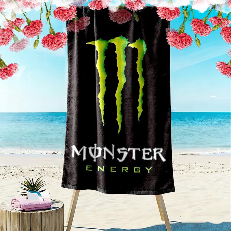 Пляжное полотенце с принтом Monster Energy, Большое, Мягкое, Быстросохнущее, для Пляжа, Кемпинга, Плавания