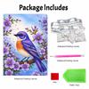 DIY Pearl and Diamond Painting Kit Blue Bird and Purple Flowers. suitable for beginners. home wall decoration. handmade gift.