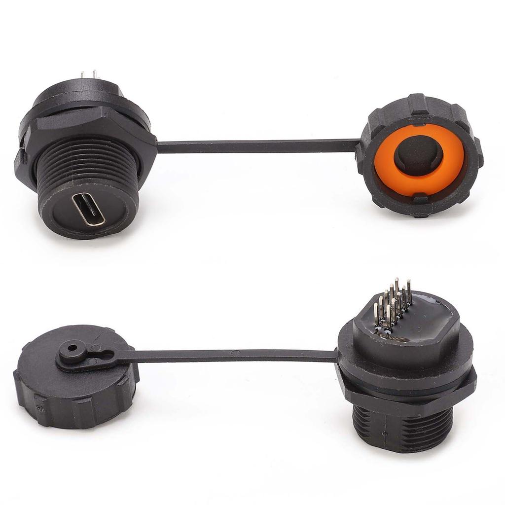 TypeC Socket PCB Panel Mount Thread Install Industrial Waterproof Connector  E10TPCTF1F