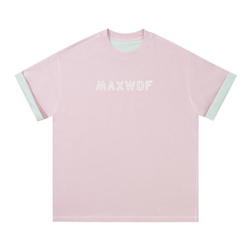 Unisex Heavyweight Cotton Short Sleeve T Shirt Loose Fit Round Neck Letter Print Casual Top
