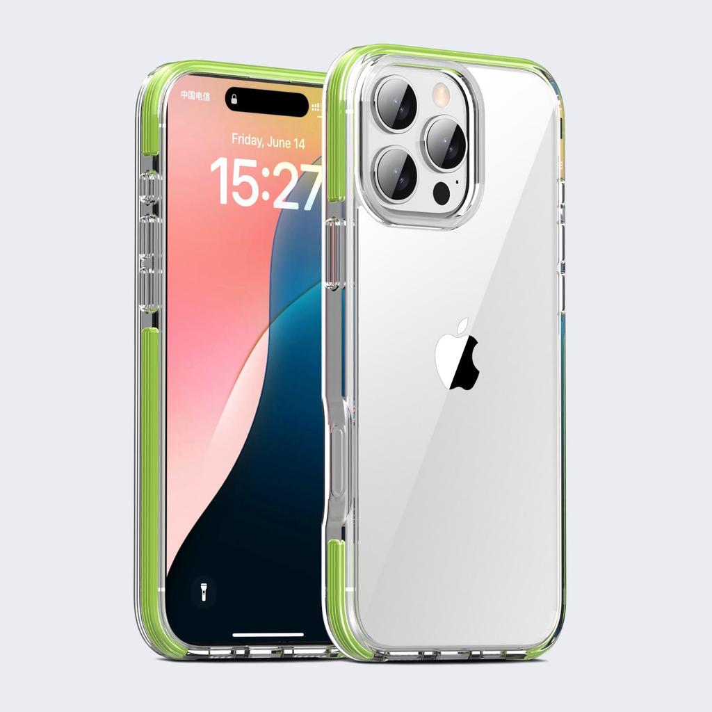 KEYSION Прозрачный противоударный чехол для iPhone 16 Pro Max, цветной противоударный прозрачный силиконовый чехол+чехол для телефона из поликарбоната для iPhone 15 Pro Max