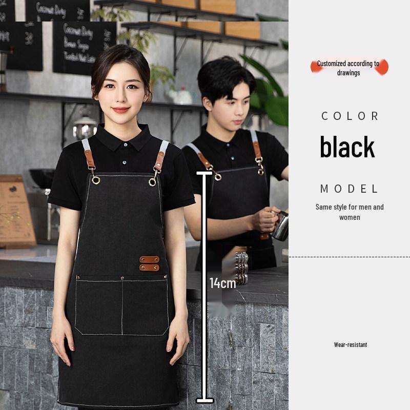 Waterproof Canvas Waist Apron with Logo Printing for Cafes and Restaurants