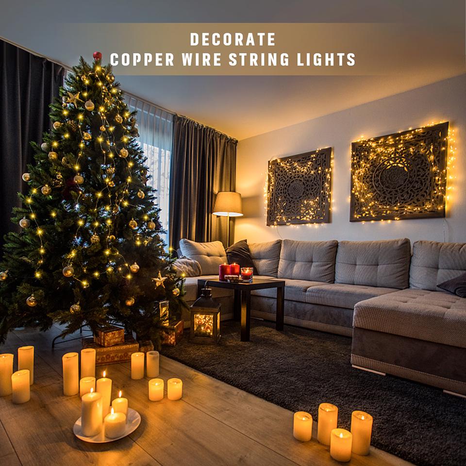10M-100M светодиодная гирлянда из медной проволоки, гирлянда, гирлянда, водонепроницаемая, для улицы, сада, вечеринки, свадьбы, Рождества, украшения