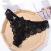 1PC Women Thong Sexy Panties Hollow Bow Panties Lace Flowers G String Ladies Breathable Transparent Black And White Briefs