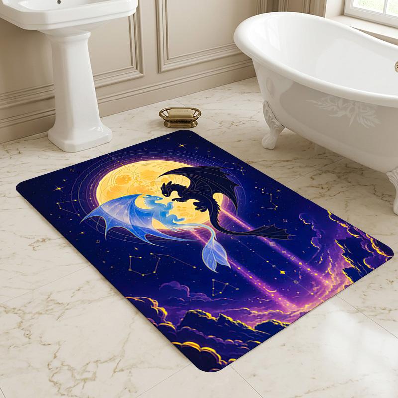 Dragon Moon Living Room Nonslip Area Rug Soft Carpet For Bedroom Game Playroom Sofa Office Home Decor Doormat Christmas Gift C922128