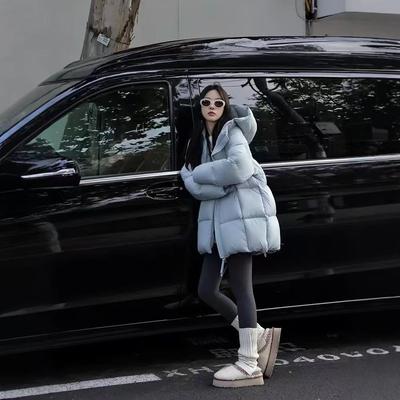 Однотонная осенне-зимняя теплая трехмерная пуховая куртка с капюшоном, короткая куртка-маленький хлеб