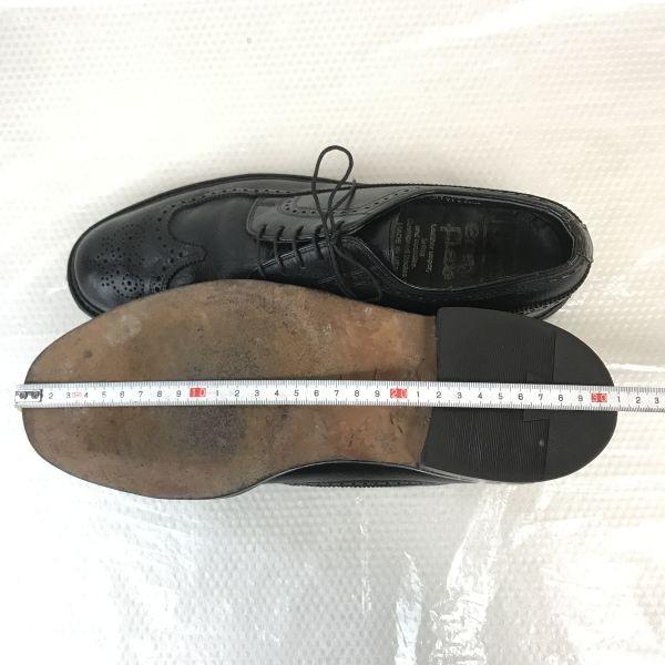 Sears USA 70s Vintage Easy Flex Leather Long Wingtip 9.5D 27.0-27.5 Black Dress Shoes(USED)