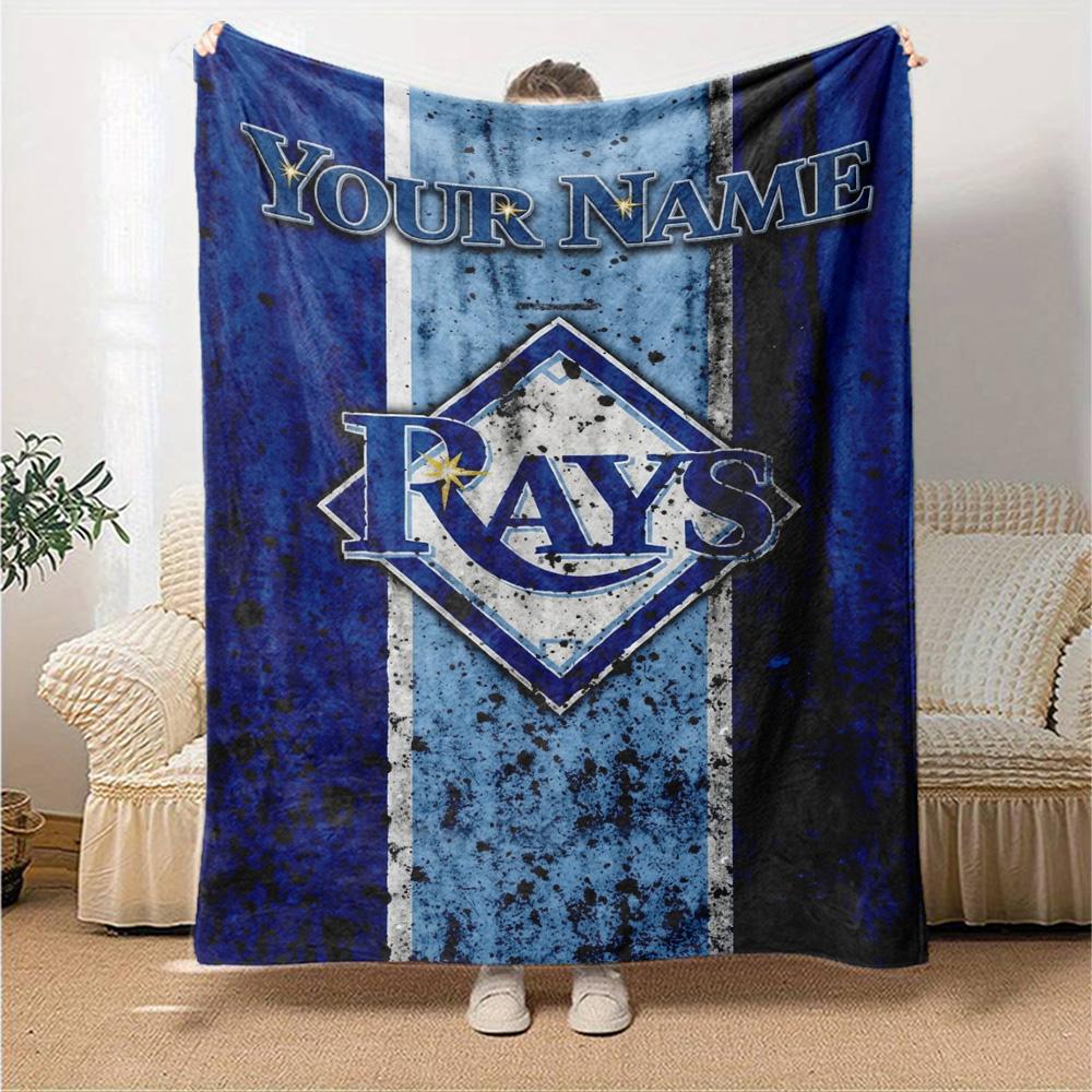 Name Custom Tampa Bay Rays Print Flannel Blanket High Quality Warm Comfortable Cover for All Seasons Perfect for Gifts Home Decor