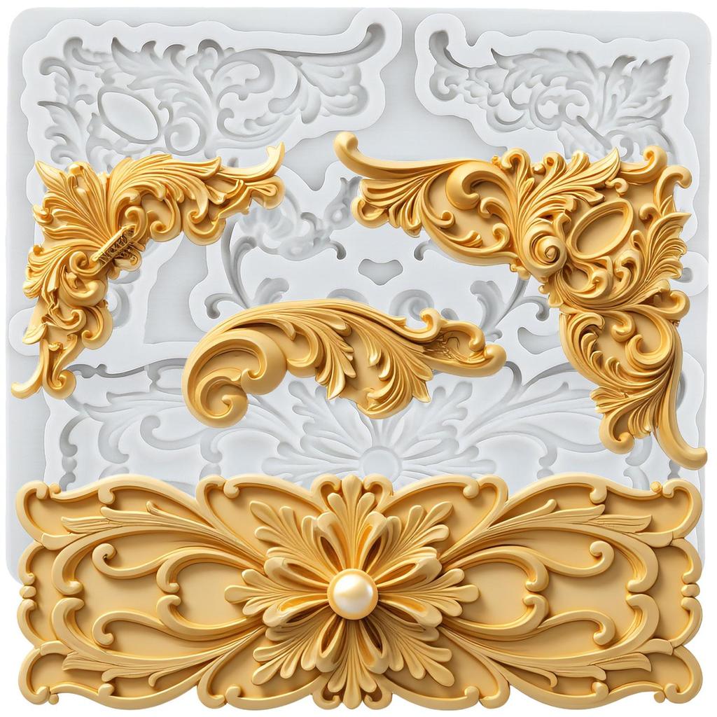 Baroque Silicone Molds Curlicues Scroll Lace Fondant Mold Cake Decorating Tools Cupcake Topper Candy Chocolate Gumpaste Mold