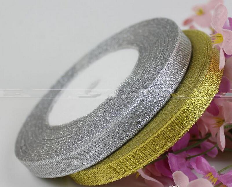 25Yards 6mm Silver/Gold Silk Satin Ribbon Party Wedding Decoration Gift Wrapping Christmas Material