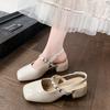 French Temperament Mary Jane Sandals Popular Thick Heel Bag Head Sandals 2025 Summer New High Heels