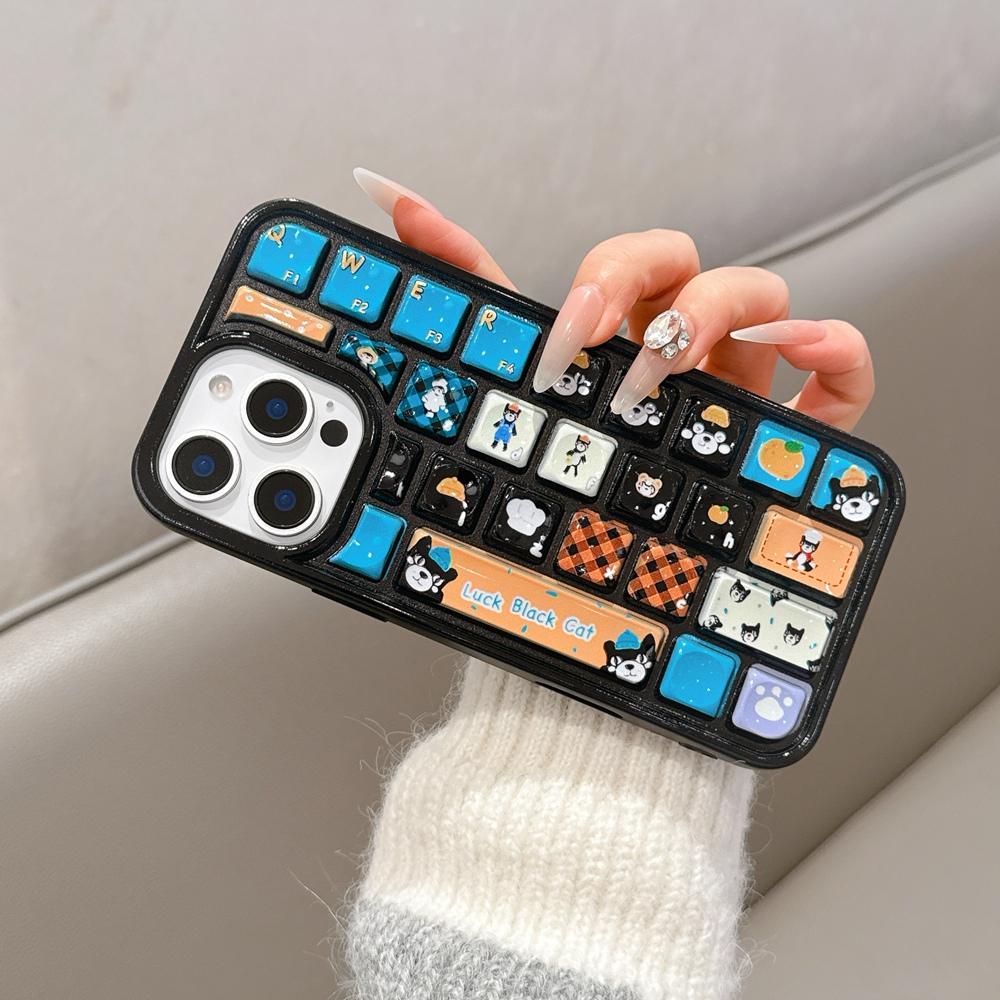 Персонализированный мягкий силиконовый чехол в форме 3D-клавиатуры для iPhone 16 15 14 13 12 11 Pro Max 16 Plus 15 Pro с мультяшным рисунком, противоударный чехол на заднюю панель