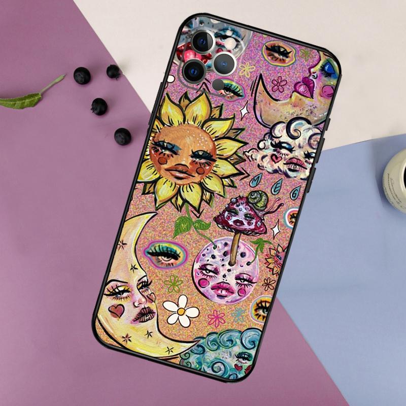 Indie Hippie Art Phone Case For iPhone 17 16 15 14 11 12 13 Pro Max Plus 12 13 mini 16e 17 Air Bumper Cover