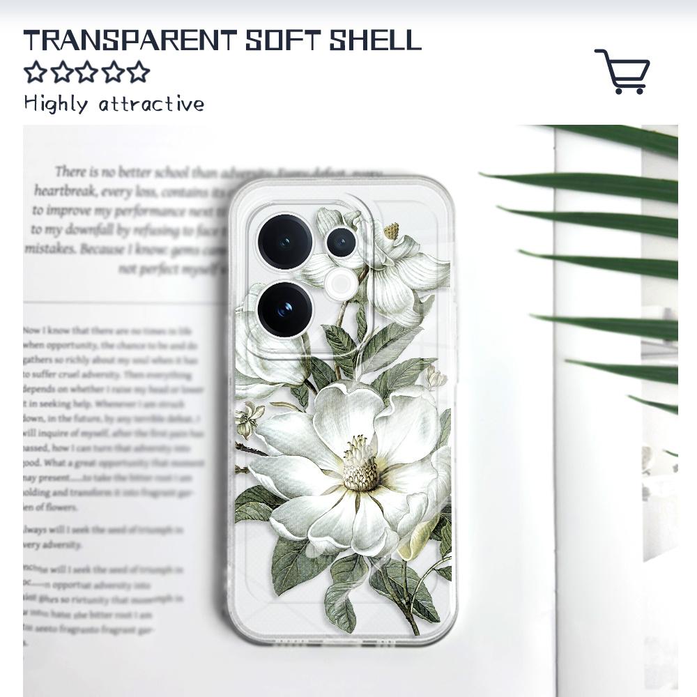 Потрясающий прозрачный чехол для телефона с магнолиями для VIVO V60 V50 V40 V30E V29 V29E V27 V27E V25 V23 V23E Lite Pro Мягкий чехол из ТПУ