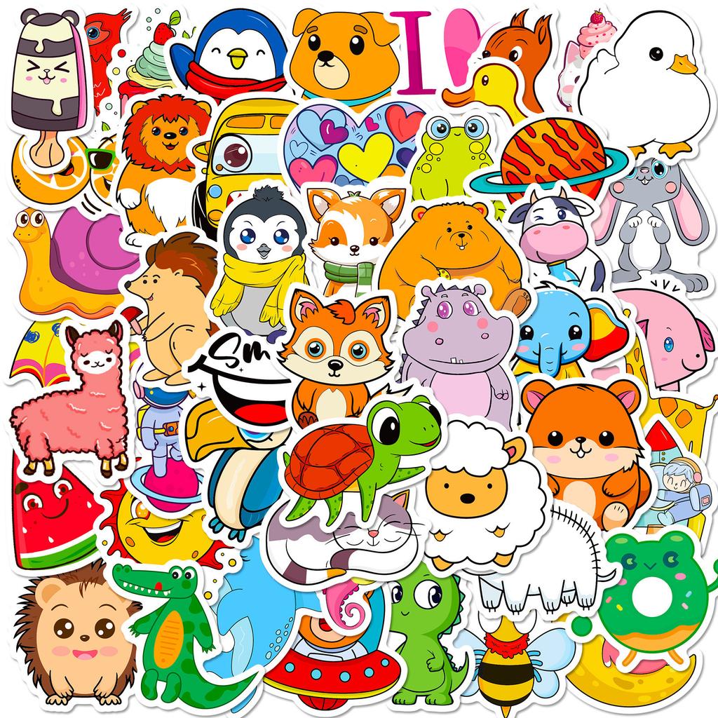 50 Cute Animals Fresh and Fashionable Suitcase Water Cup Notebook Cute Wind Waterproof Stickers