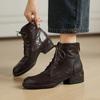Мода НОВЫЕ Осенние Женские Ботинки Обувь из Натуральной Кожи для Женщин Круглый Носок Массивный Каблук Ботинки на Шнуровке Современные Ботинки Повседневная Обувь на Молнии