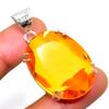 Citrine Gemstone 925 Silver Plated Handmade Jewelry Pendant 1.70"
