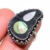 Natural Abalone Shell Carving Gemstone 925 Sterling Silver Jewelry Ring Size 8 Y4J85