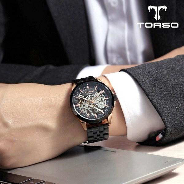 TORSO Torso T602M Griffes Skeleton Автоматические часы с бриллиантами Мужские металлические часы (кожаный ремешок в комплекте)
