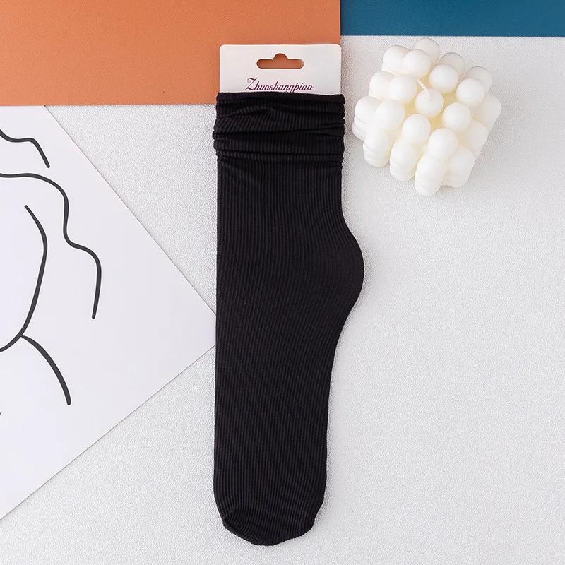 One Pairs Japanese Korean Women Ice Thin Loose Calf Tube Socks Summer Nylon Socks Fashion College Style Solid Color Socks