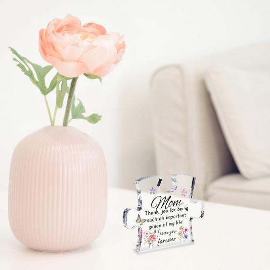 Acrylic Ornament Letter Print Block Puzzle Ornament Gift for Mother's Day Father's Day Anniversary Valentine's Day