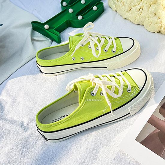 Полутапочки, парусиновая обувь, универсальные маленькие белые туфли для студенток, летняя корейская повседневная обувь, модная парусиновая обувь