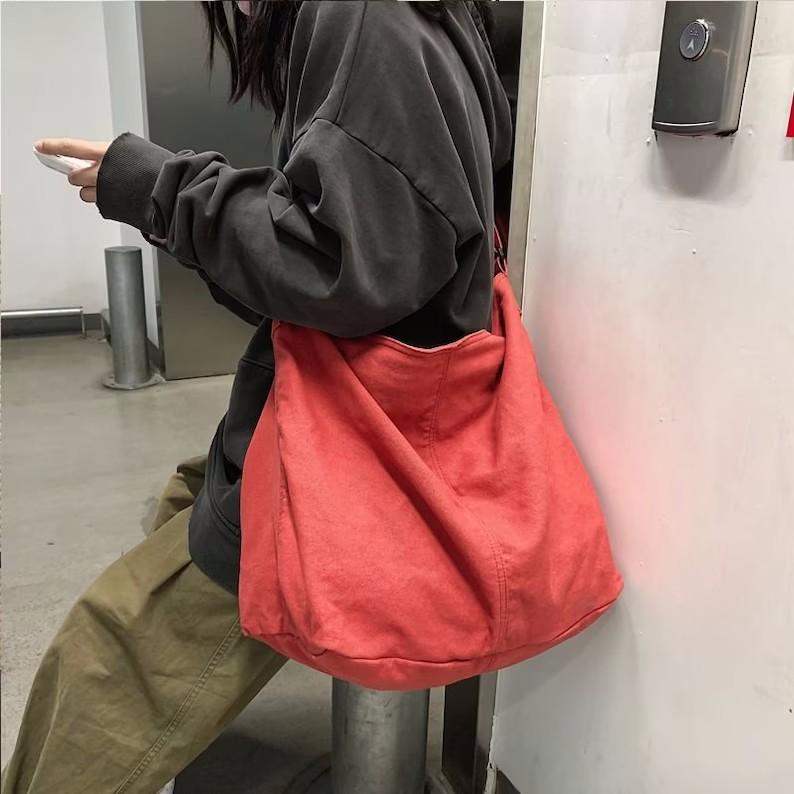 Простота, винтажная холщовая сумка через плечо большой вместимости, повседневная сумка, женские сумки, винтажные холщовые хлопковые сумки на плечо, холщовая большая сумка