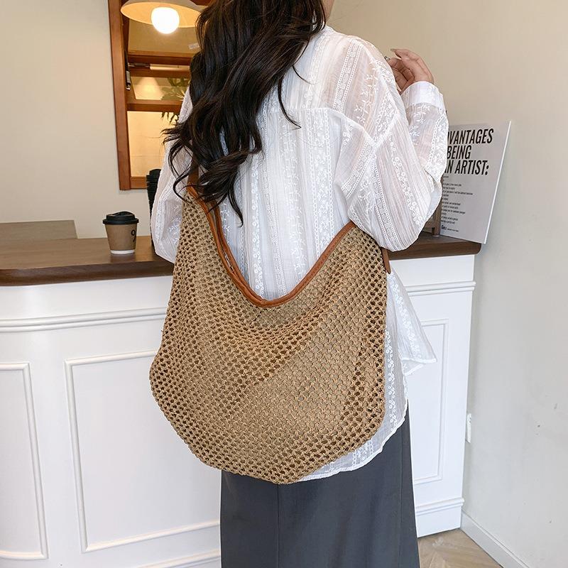 Модная плетеная сумка большой вместимости женская летняя популярная повседневная на плечо, сумка-мессенджер, повседневная сумка для поездок