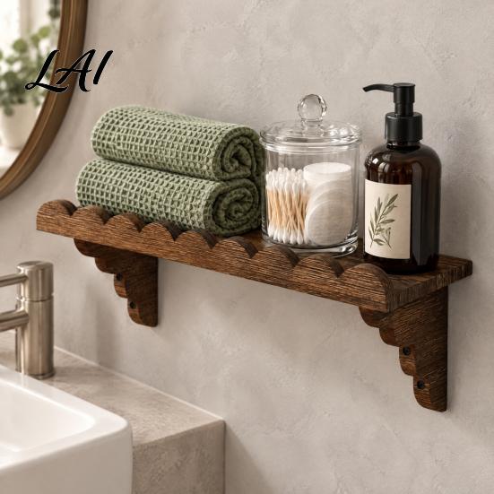 Decorative Wall Mount Organizer 2PCS Wavy Wooden Floating Shelves Mounted Display Rustic Wood Rack Racks Space Saving for Bedroom Living Room Small
