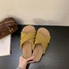 Super soft ethnic woven cross-belt flat-bottomed beach slippers outer wear 2025 new soft-bottomed seaside sandals women