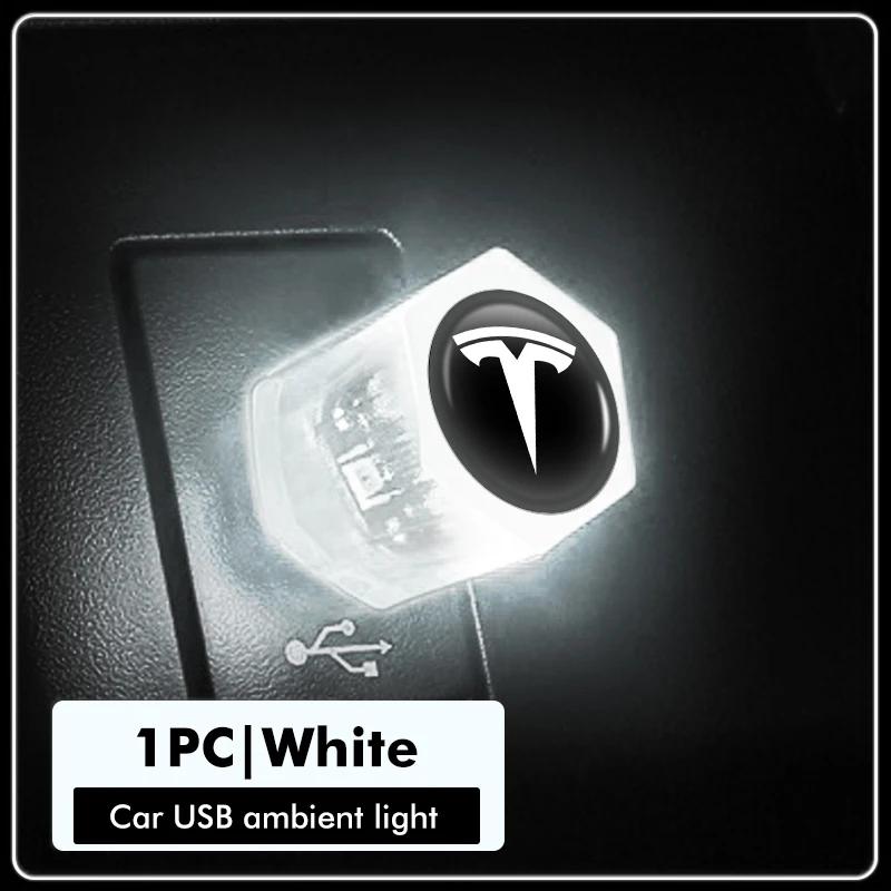 Car Sticker Tesla For Tesla Car Mini USB LED Ambient Light Decorative Atmosphere Lamps Model 3 Y S X Roadster