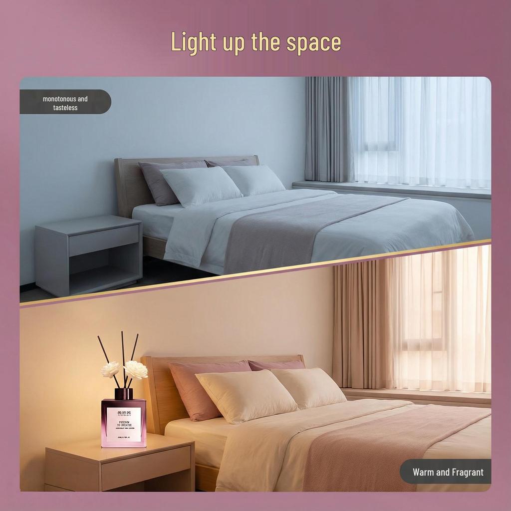 Flameless Essential Oil Aroma Diffuser: Long-Lasting Fragrance for Home & Hotel Feel, Eliminates Odors in Bedroom & Living Room