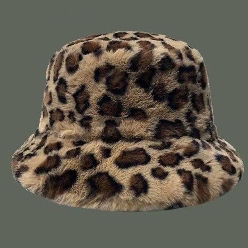 Ретро Леопардовая плюшевая панама осень-зима женская универсальная теплая плюшевая шапка