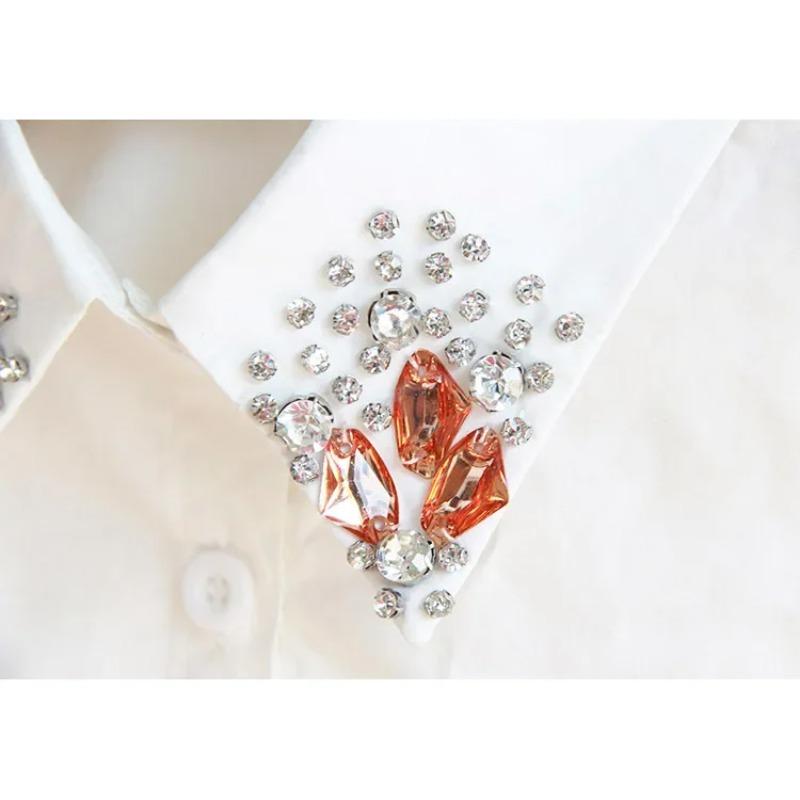 Модная белая хлопковая рубашка с ложным воротником для женщин, съемный воротник, отстегивающийся воротник-лацкан, блузка, топ, шейный платок