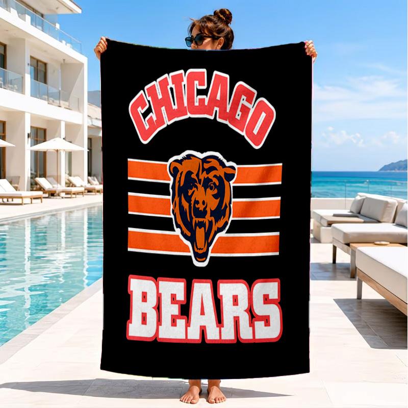 Chicago Bears Beach Towel, Quick-drying, Easy to Care for, Suitable for Both Fitness and Beach Vacations,Sports Essential