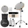 Donner Drum Practice Pad for Quiet Snare Drum Stand Portable Drum 3 Pairs of Drum 6 Drum Gels Training, Kit, Backpack, Sticks, (12 Inch)
