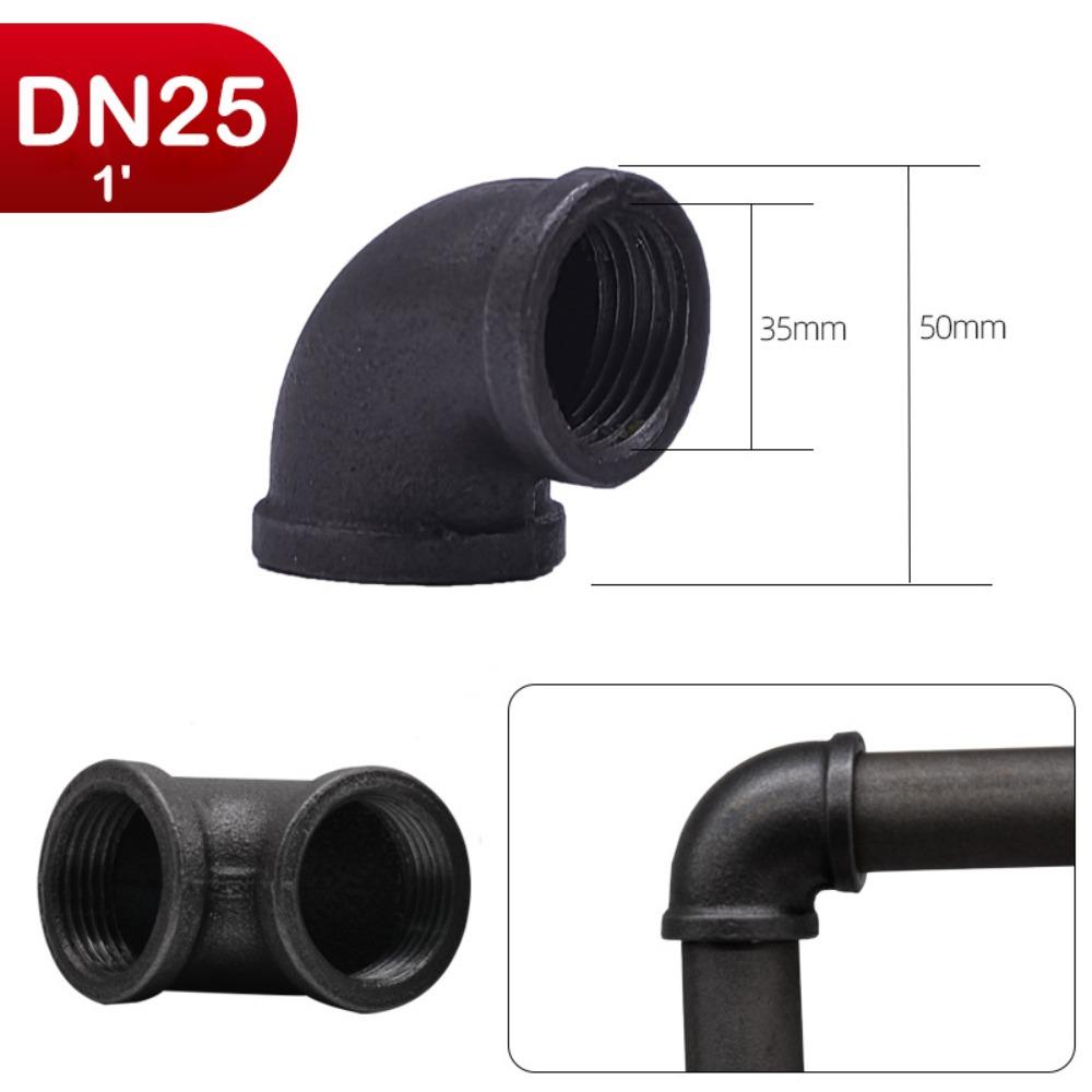 Новые черные фитинги для труб ковкий чугун 1/2'' 3/4'' 1'' Резьбовой угольник для соединения труб Сантехнический фитинг для труб