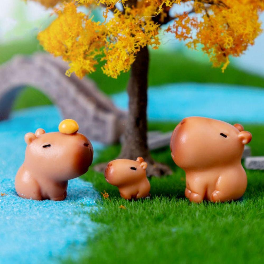 Resin Cartoon Capybara Statue DIY Mini Animals Figurine Party Festival