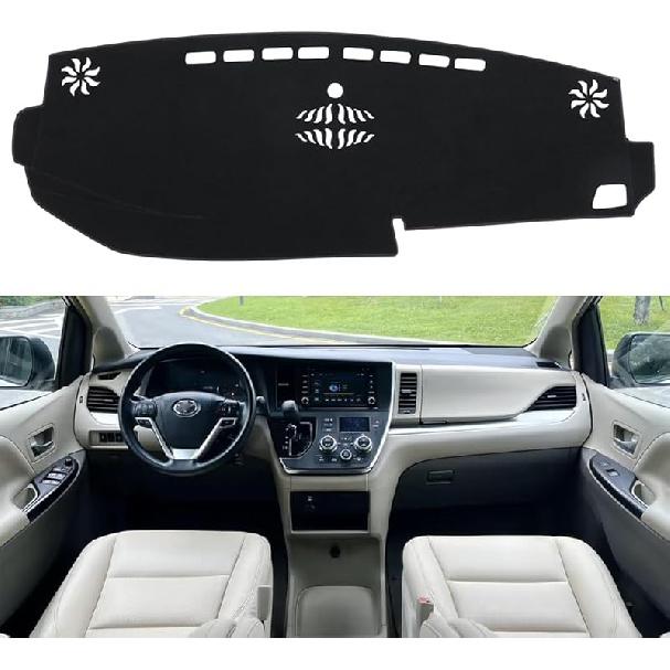 Dash Cover Mat Fit For Toyota Sienna 2011-2014, Dashboard Cover Pad Carpet Protector (Black)